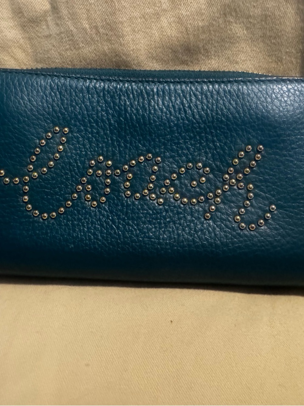 Coach Studded Teal Leather Women's Clutch